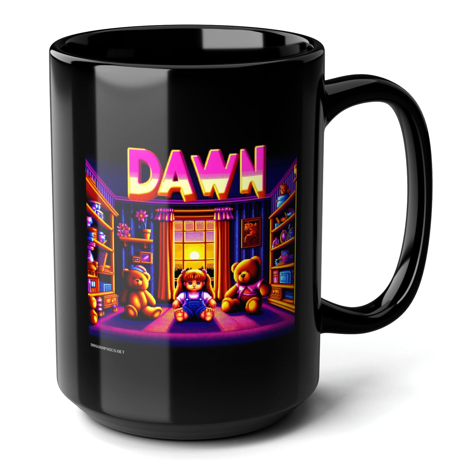 DAWN Black Mug, (15oz) - name sake gifts for Dawn-15oz-