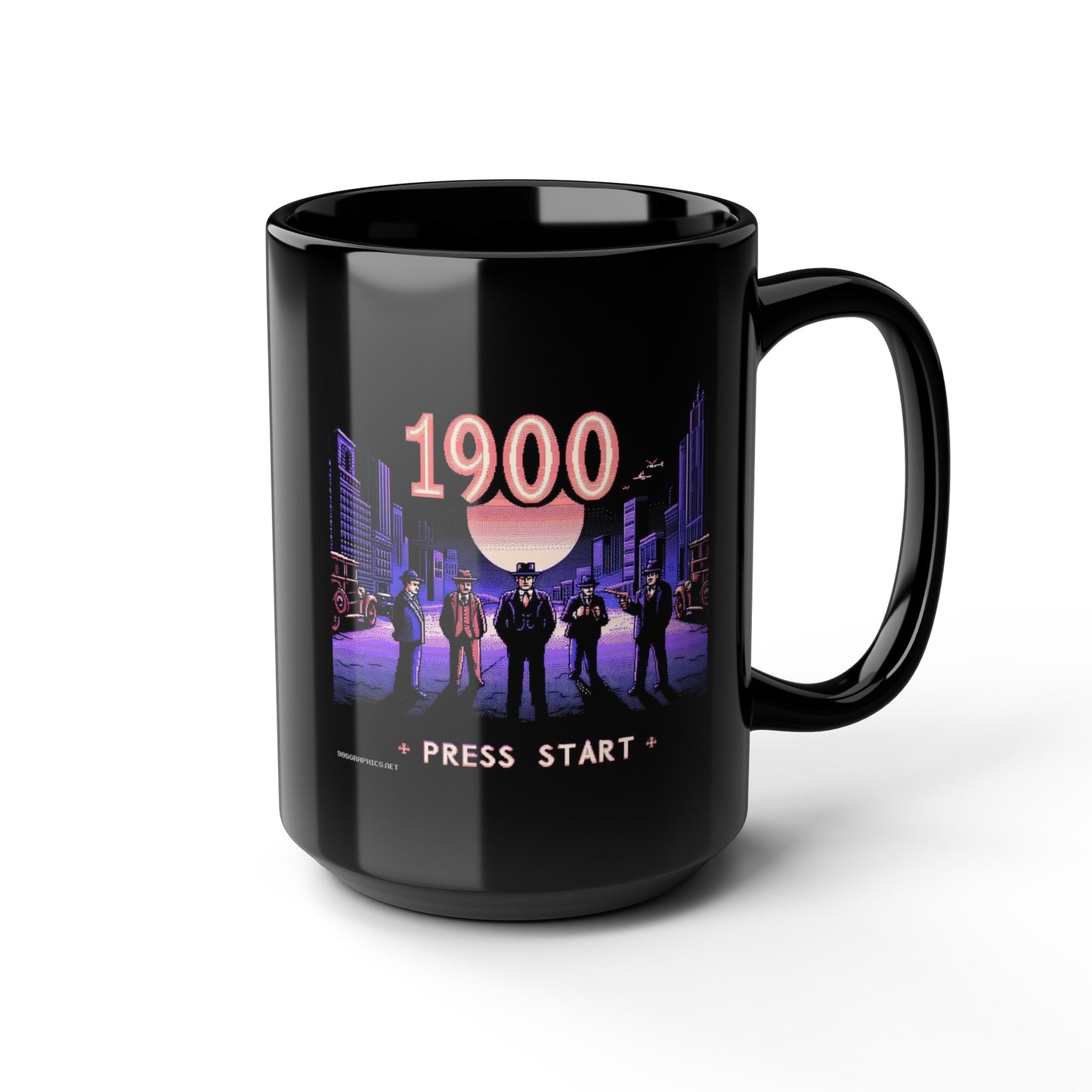 1900 Black Mug, (15oz)-15oz-