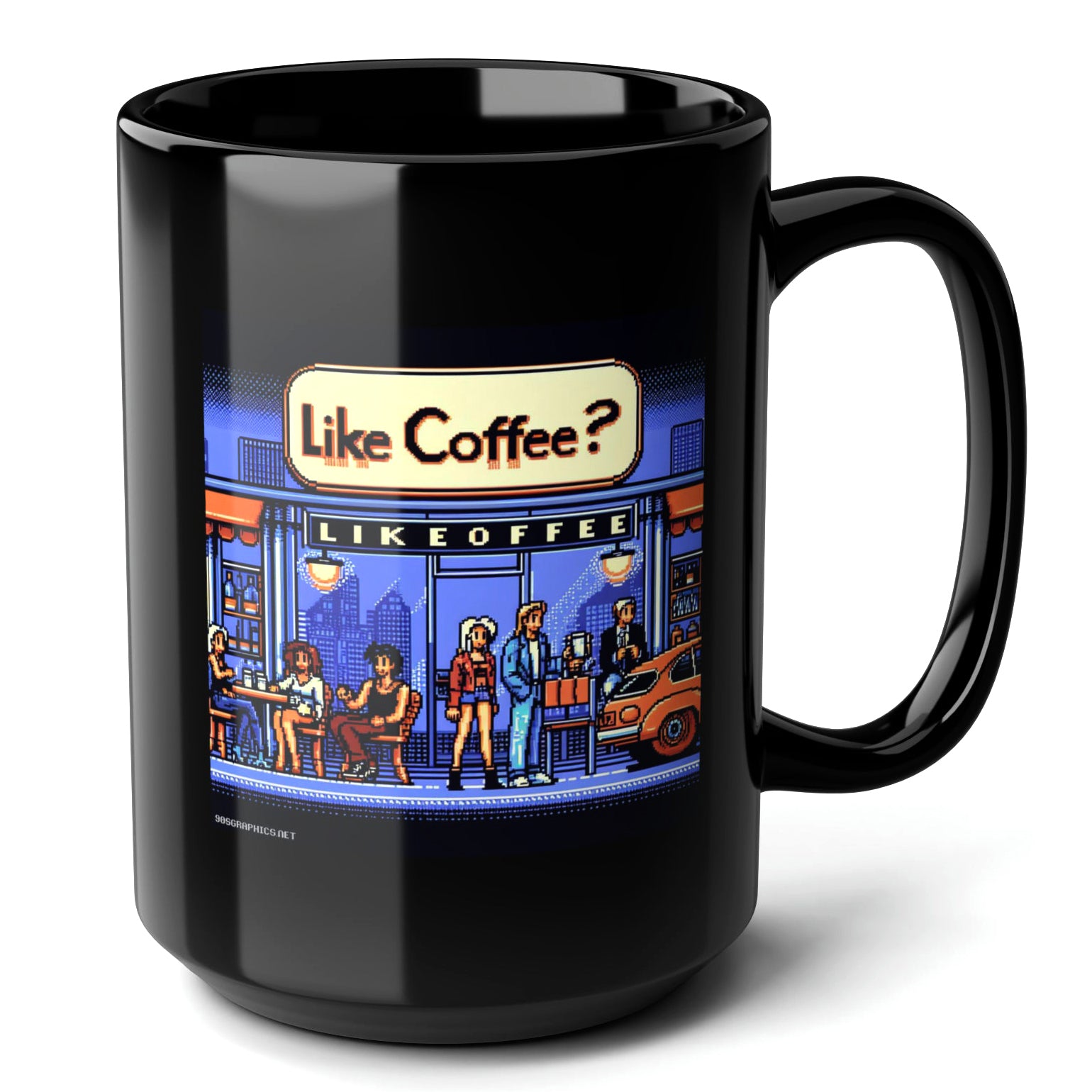 LIKE COFFEE Black Mug, (15oz) - unique gifts for 90s throwback fans-15oz-