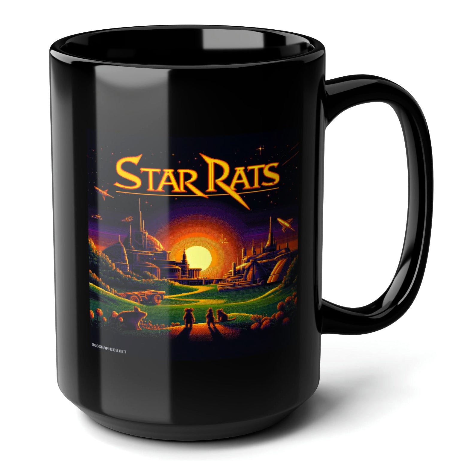 Star Rats Black Mug 15oz - unique present for a gamer-15oz-