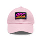 Dad Hat with Leather Patch (Rectangle)-Light Pink / Grey patch-Rectangle-One size