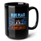 Blue Plaid Black Mug (15oz) - gifts for gaming boyfriend-15oz-