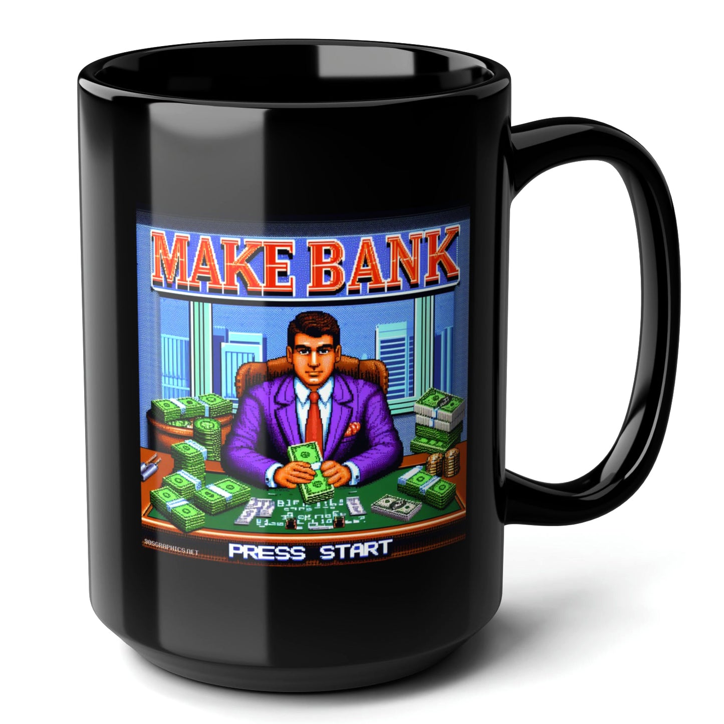 Make Bank Black Mug (15oz) - unique gamer gifts-15oz-