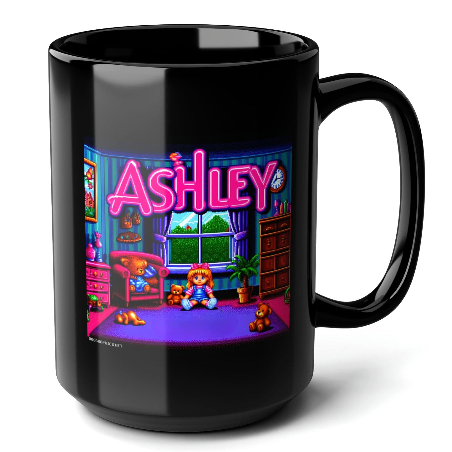 ASHLEY Black Mug, (15oz) - personalized name sake presents for Ashley-15oz-