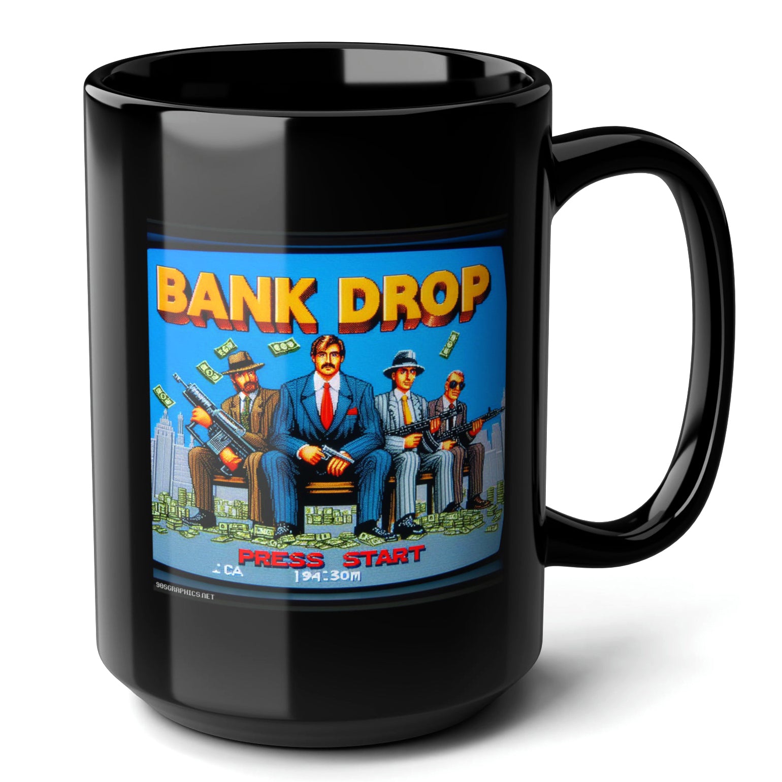 Bank Drop Black Mug (15oz) - gifts for the ultimate gamer-15oz-