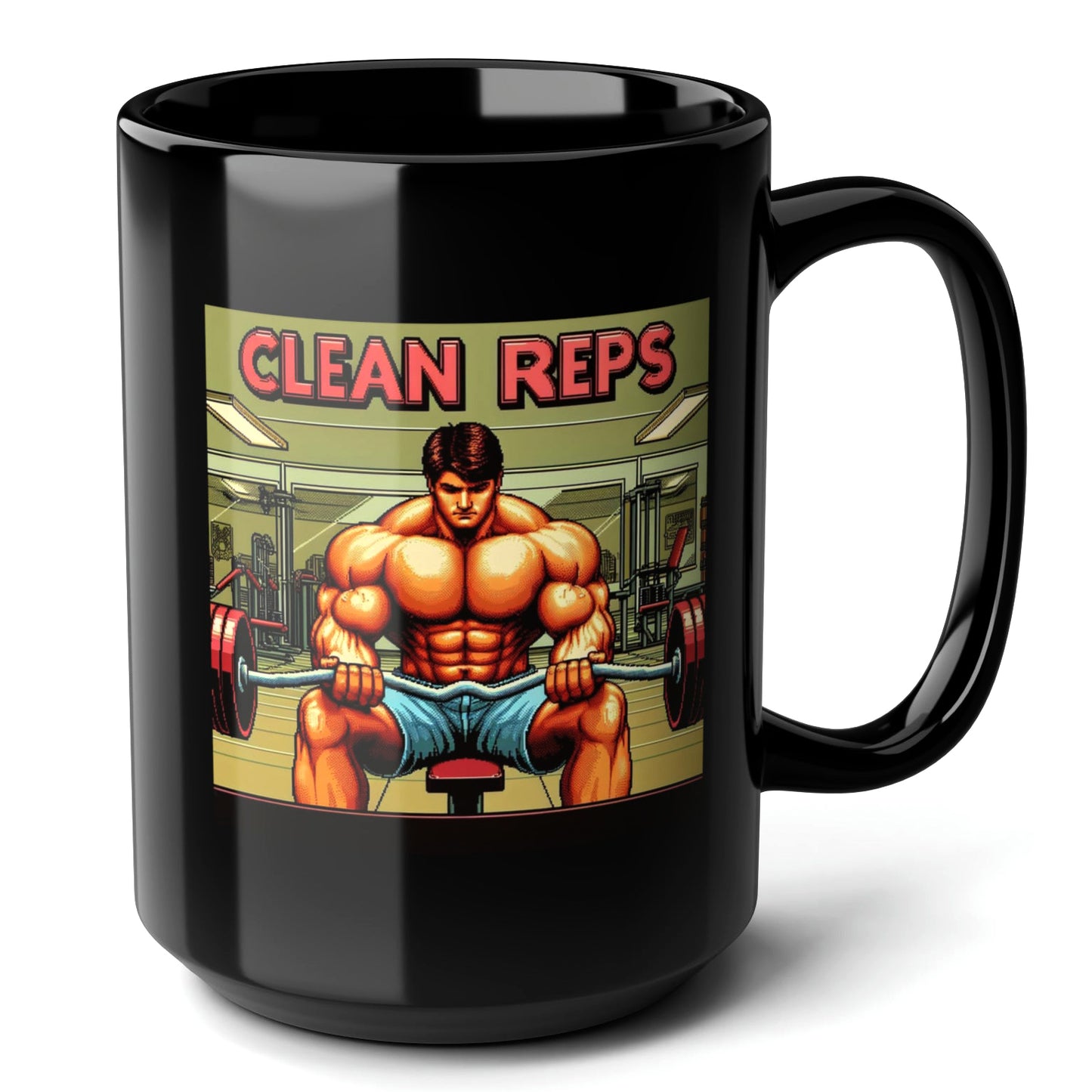 CLEAN REPS Black Mug (15oz) - gym lover lover gifts-15oz-