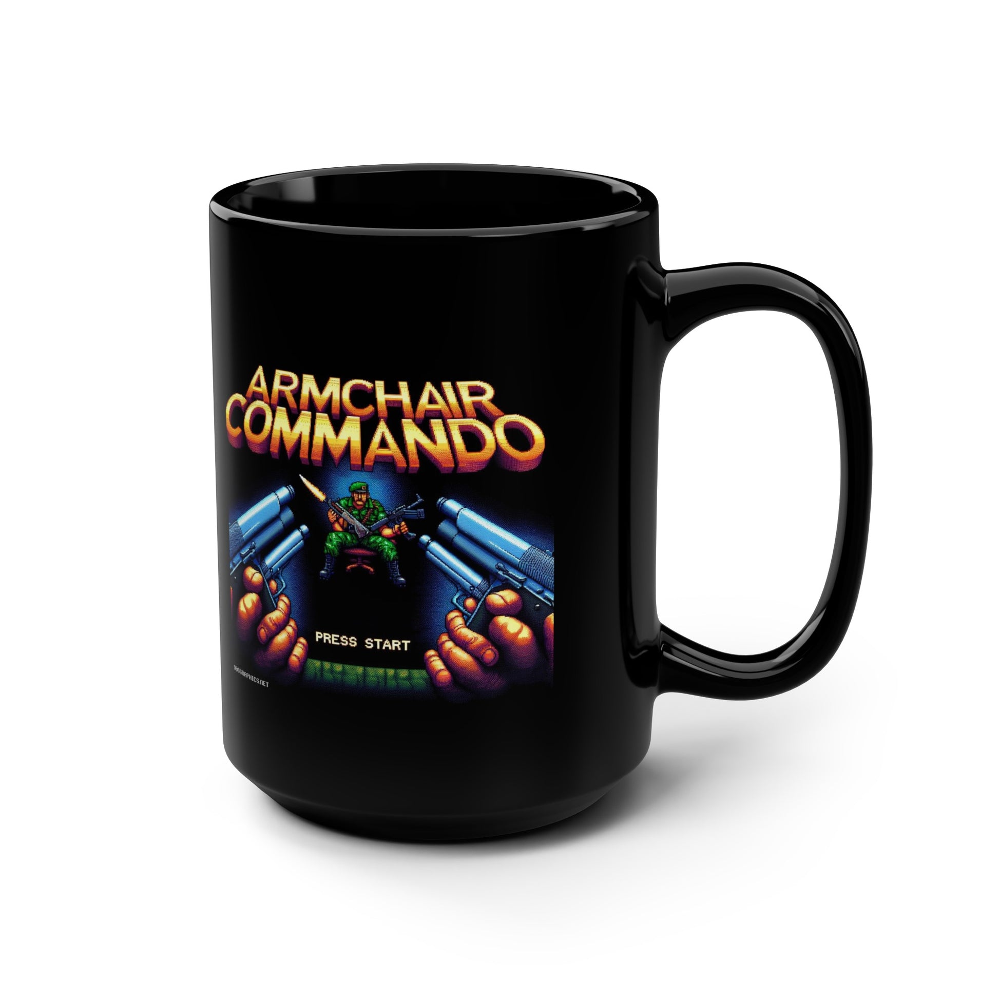 ARMCHAIR COMMANDO Black Mug, (15oz)-15oz-