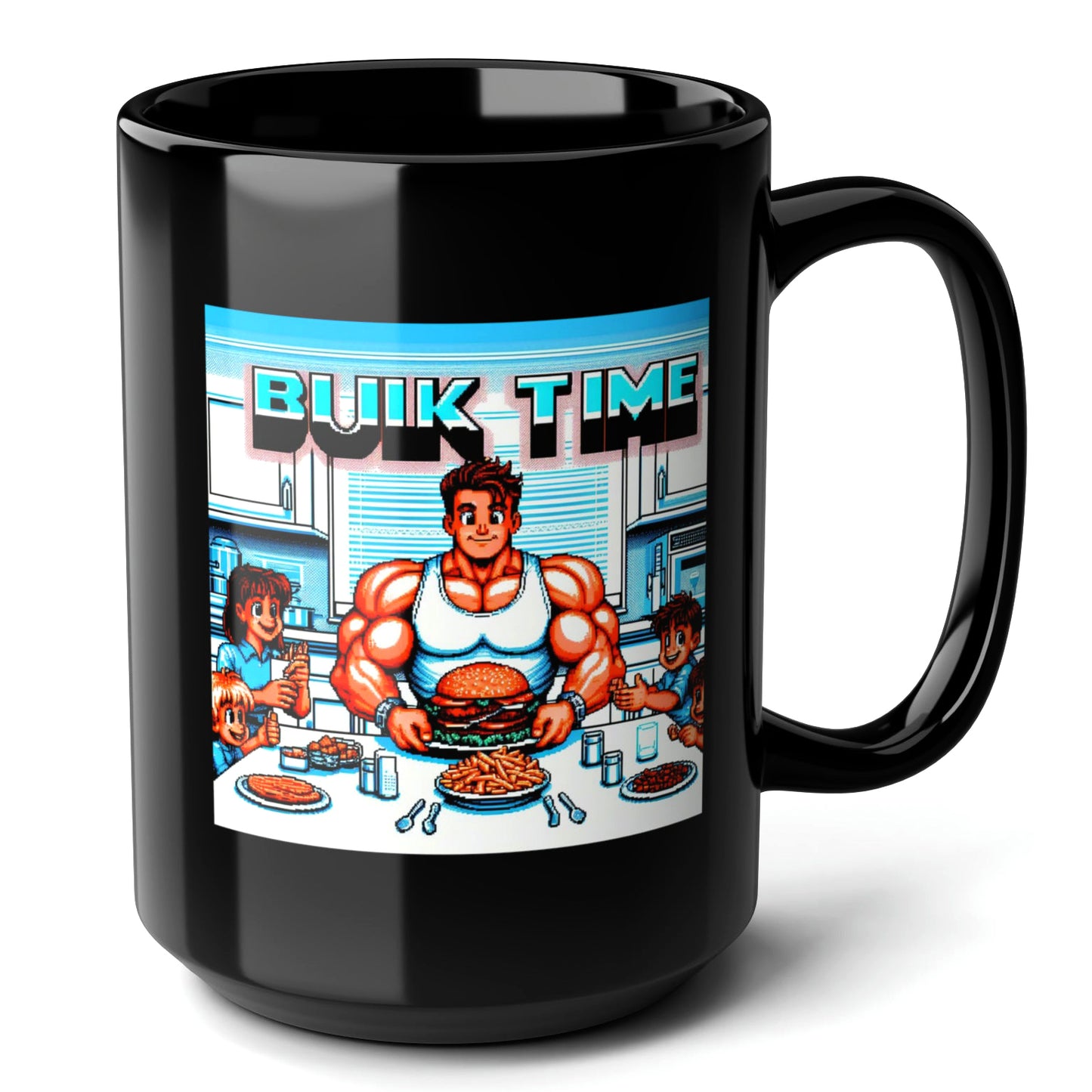 BULK TIME Black Mug (15oz) - gifts for gym lovers who have everything-15oz-