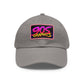 Dad Hat with Leather Patch (Rectangle)-Grey / Pink patch-Rectangle-One size