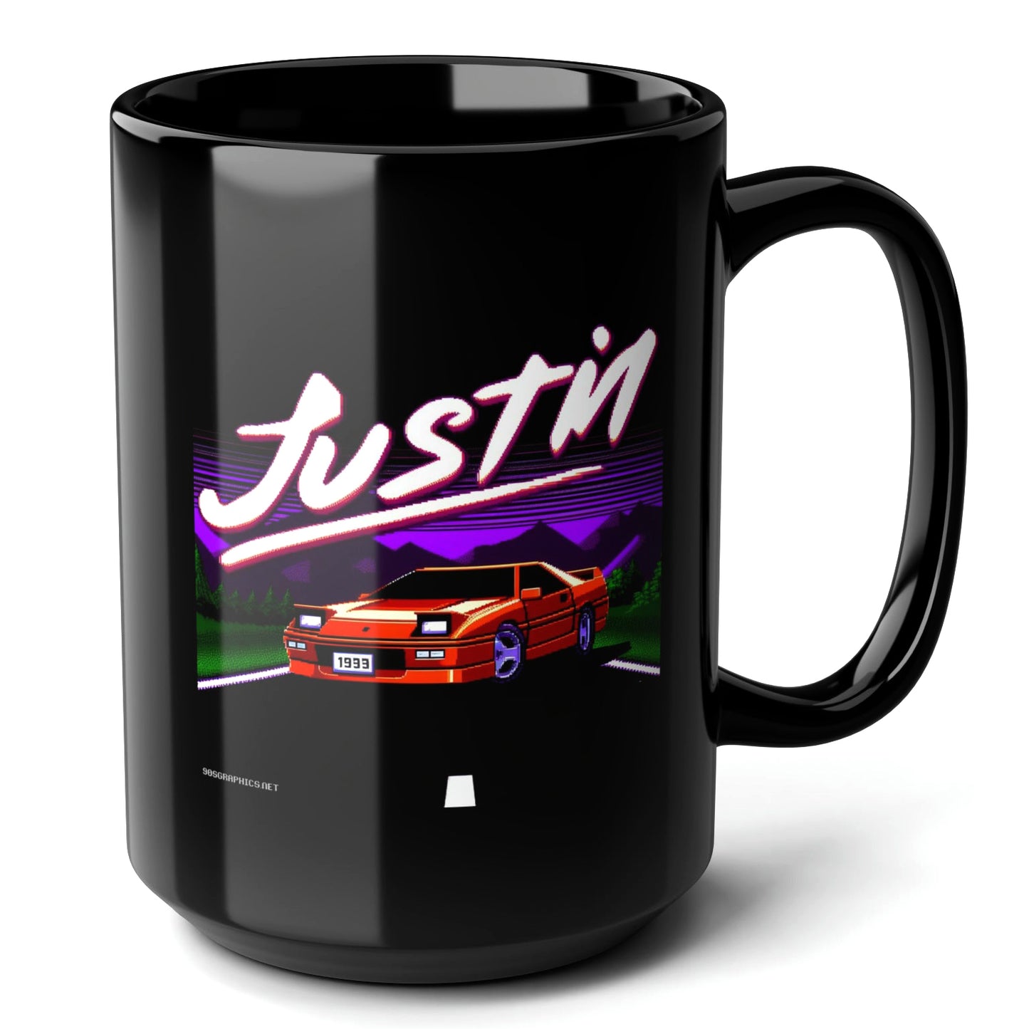 JUSTIN Black Mug, (15oz) - personalized presents for Justin-15oz-