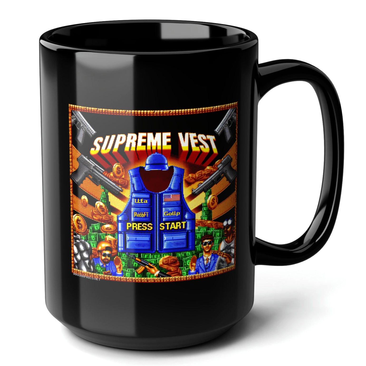 Supreme Vest Black Mug (15oz) - gifts for video game lovers-15oz-