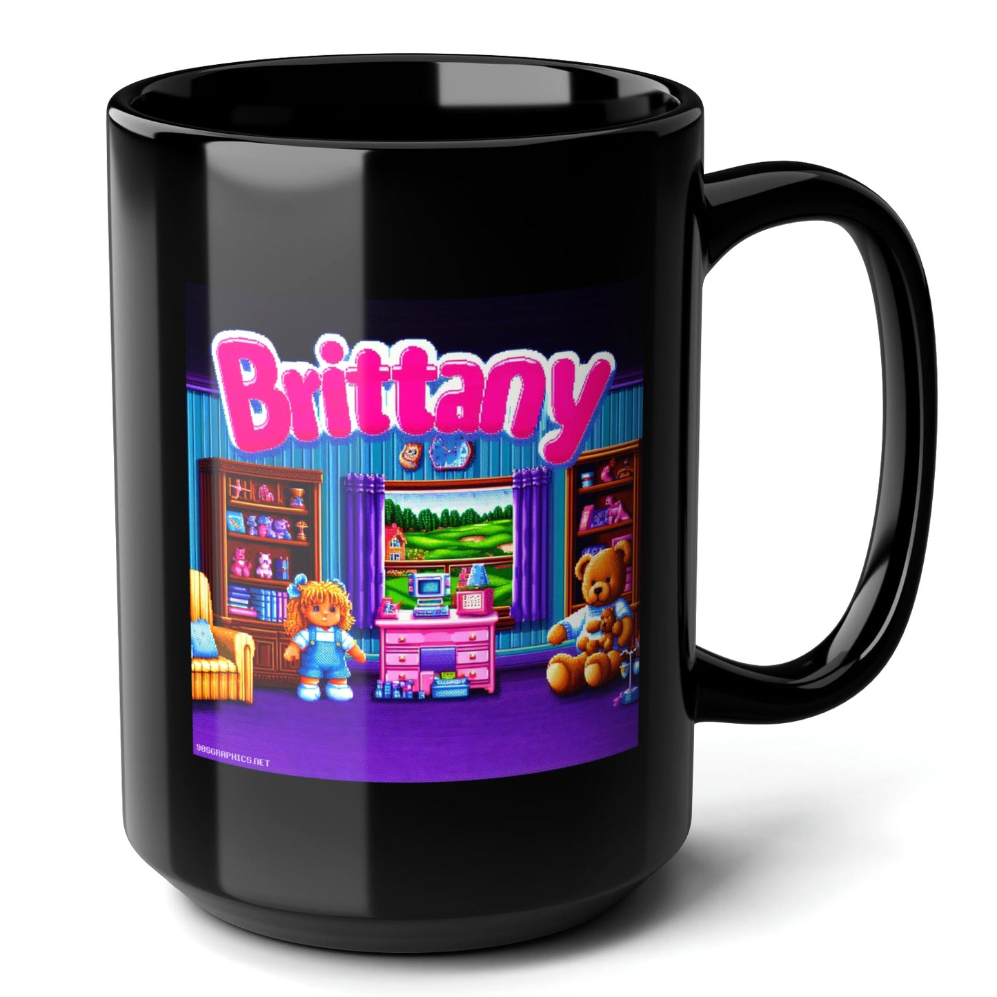 BRITTANY Black Mug, (15oz) - custom gifts for Brittany-15oz-