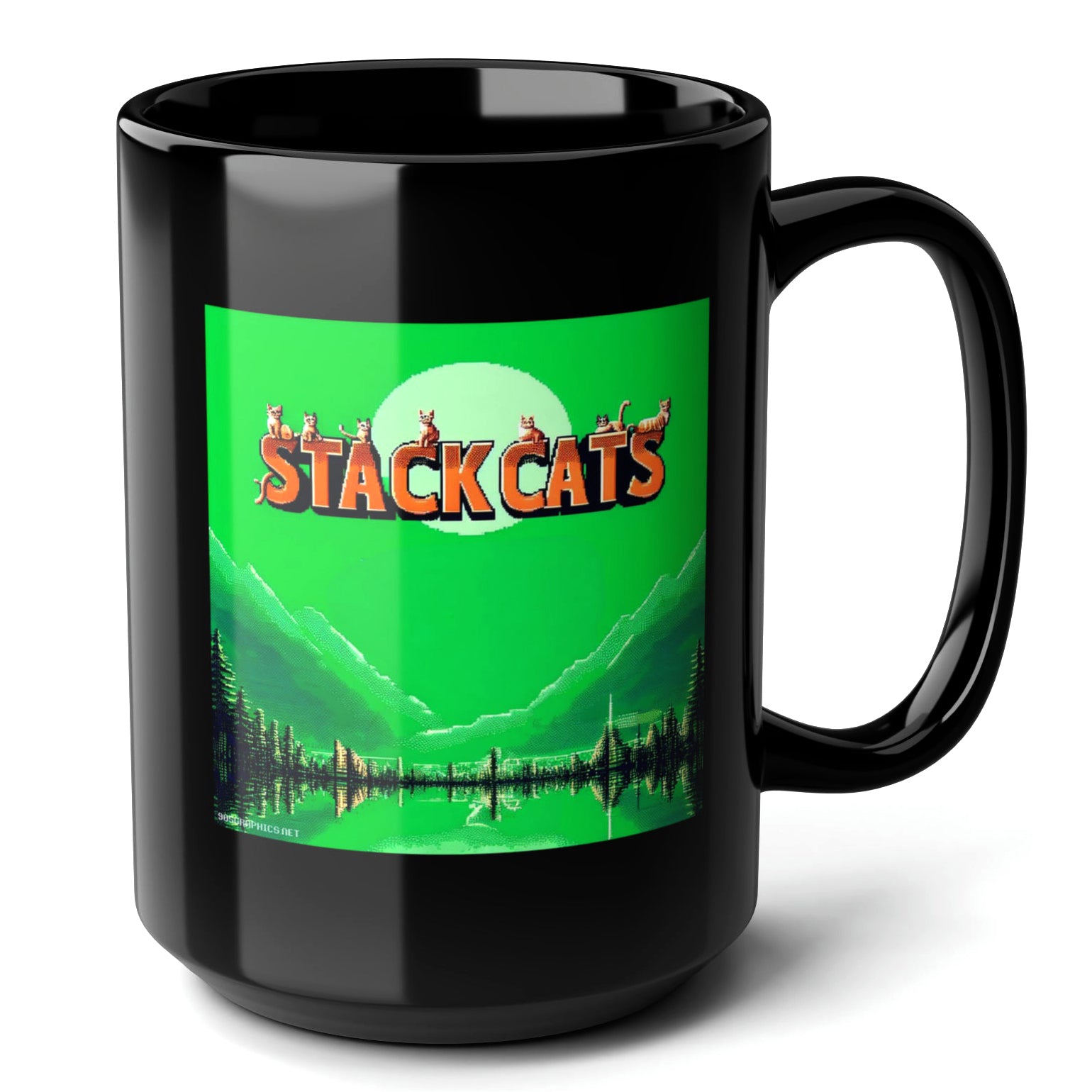 Stack Cats Black Mug 15oz - cool mug for gaming enthusiasts-15oz-