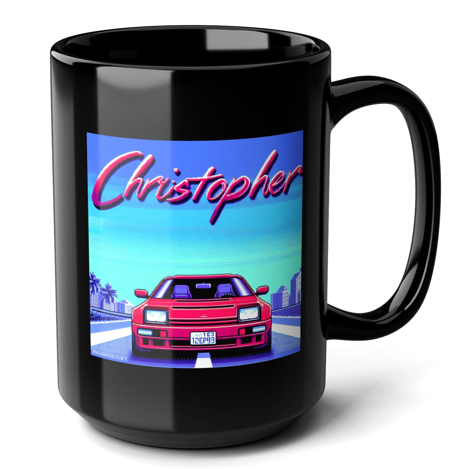 CHRISTOPHER Black Mug, (15oz) - custom name gifts for Christopher-15oz-