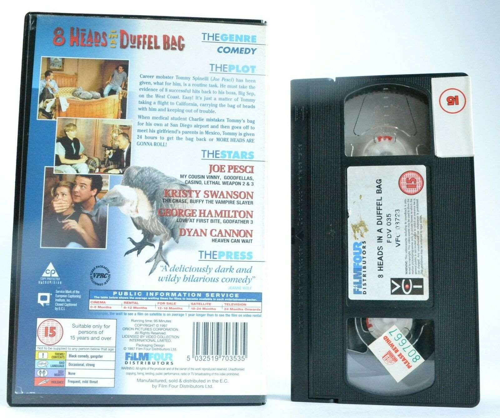 8 Heads In A Duffel Bag (1997) - Black Comedy - Large Box - Joe Pesci - Pal VHS-