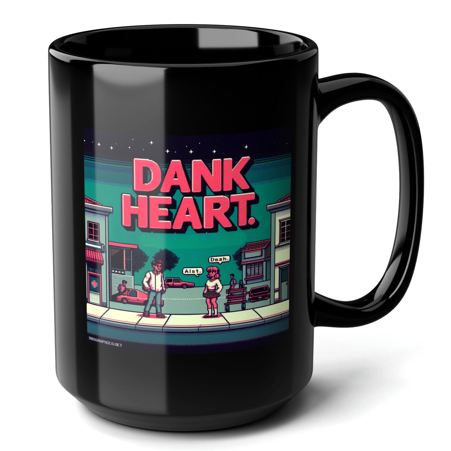 DANK-HEART Black Mug, (15oz) - unique gifts for 90s slang lovers-15oz-