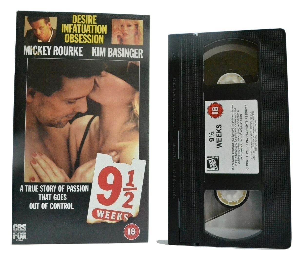 9½ Weeks:Based On Ingeborg Day Memoir - Erotic Drama - M.Rourke/K.Basinger - VHS-