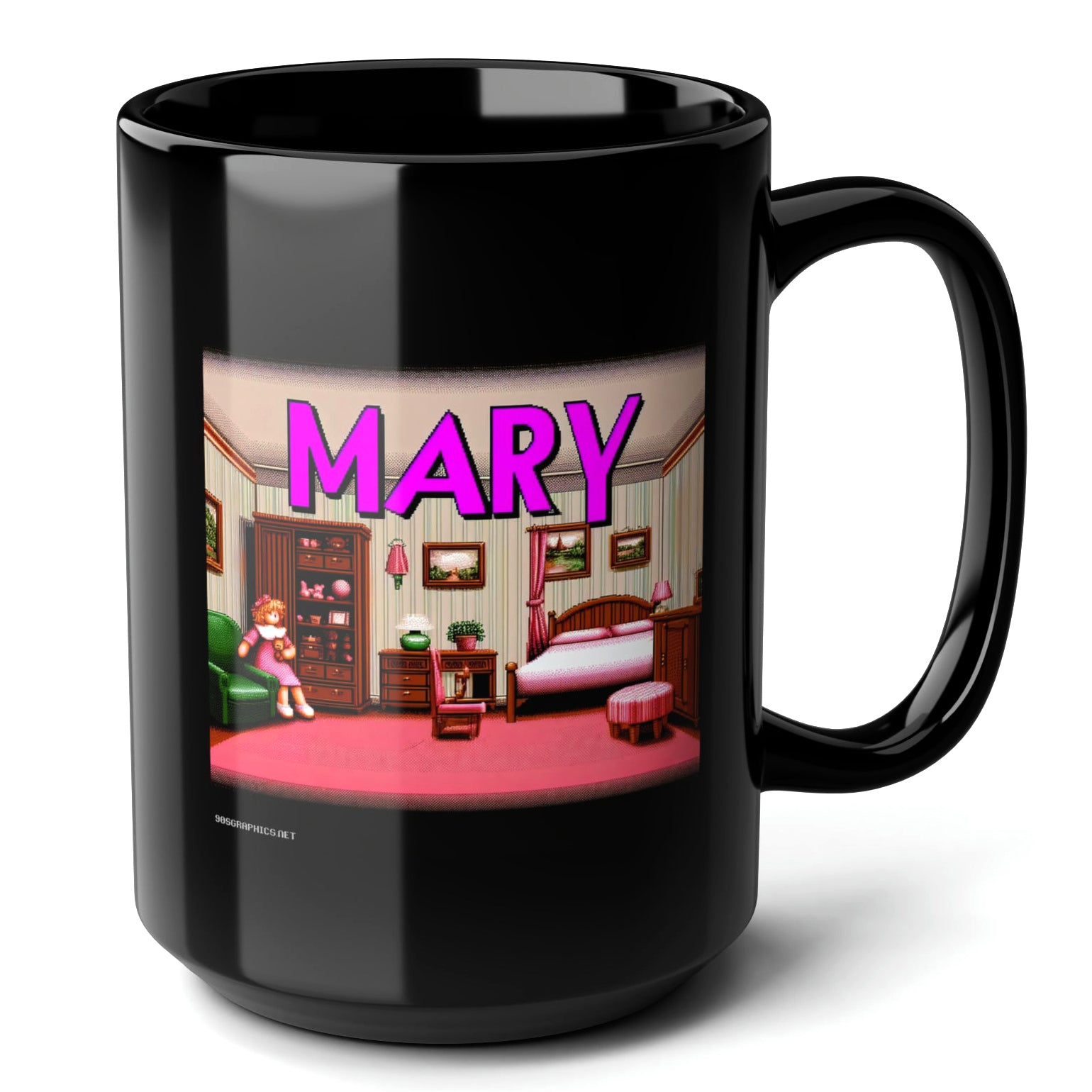 MARY Black Mug, (15oz) - personalized name presents for Mary-15oz-