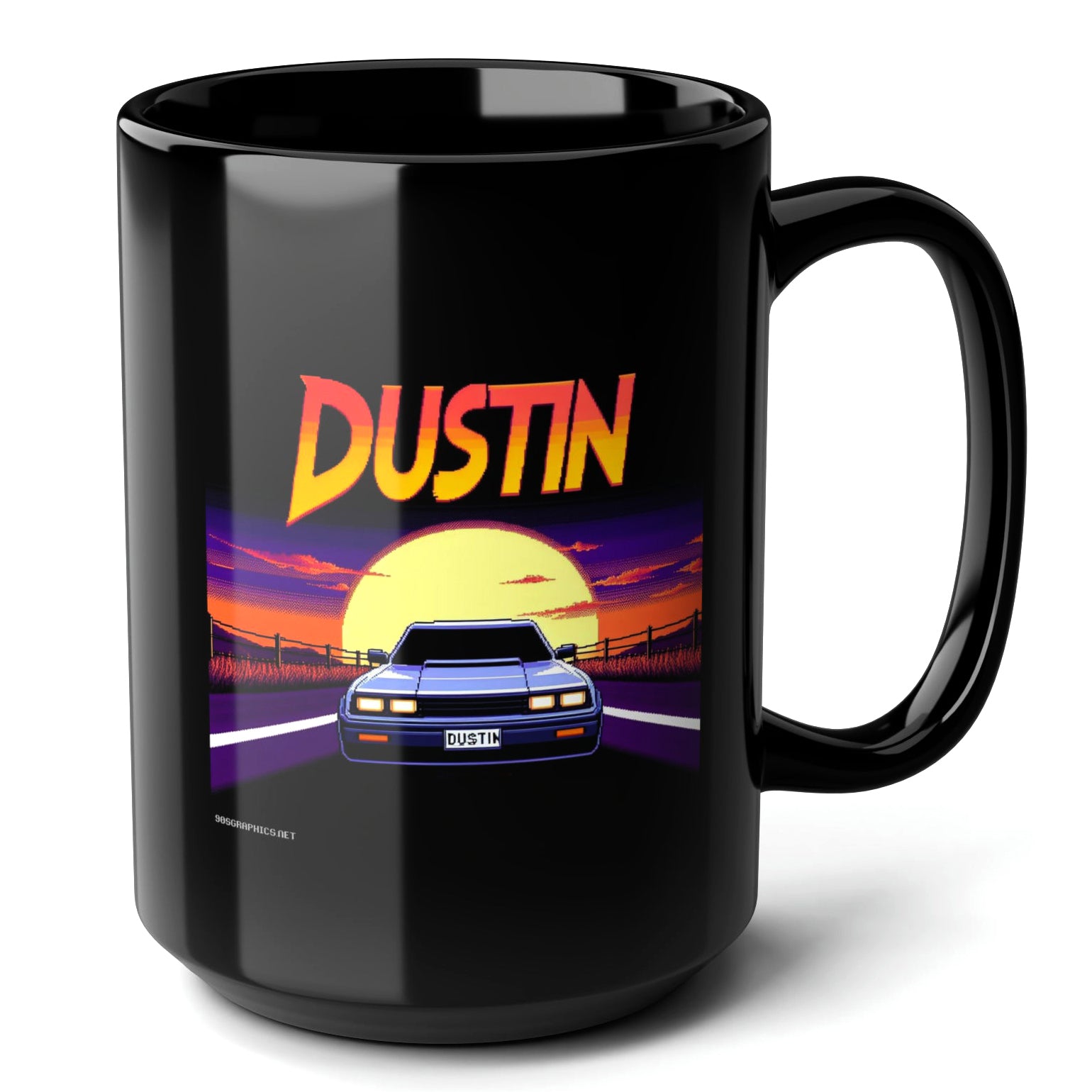 DUSTIN Black Mug, (15oz) - special gifts for Dustin-15oz-