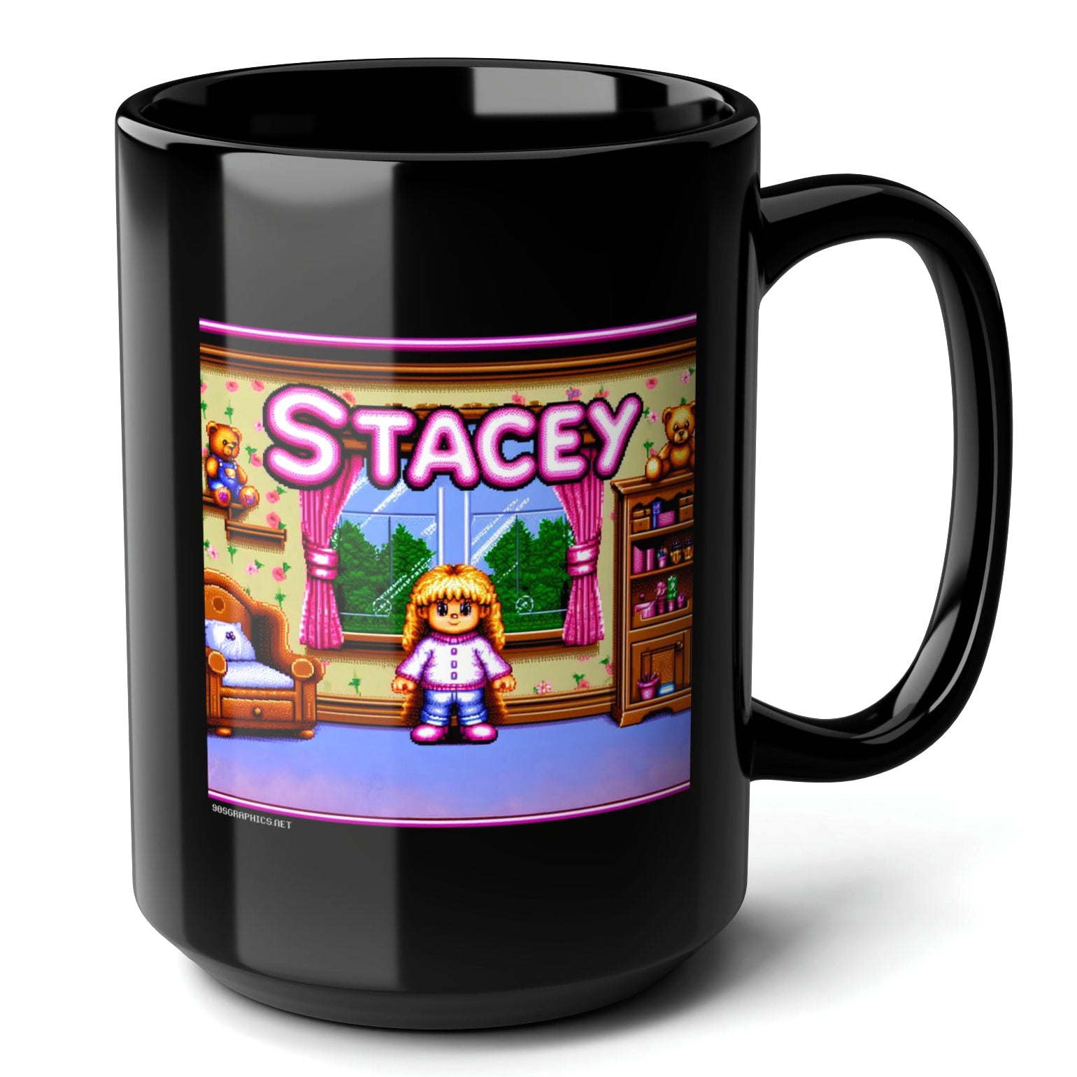 STACEY Black Mug, (15oz) - personalized gifts for Stacey-15oz-