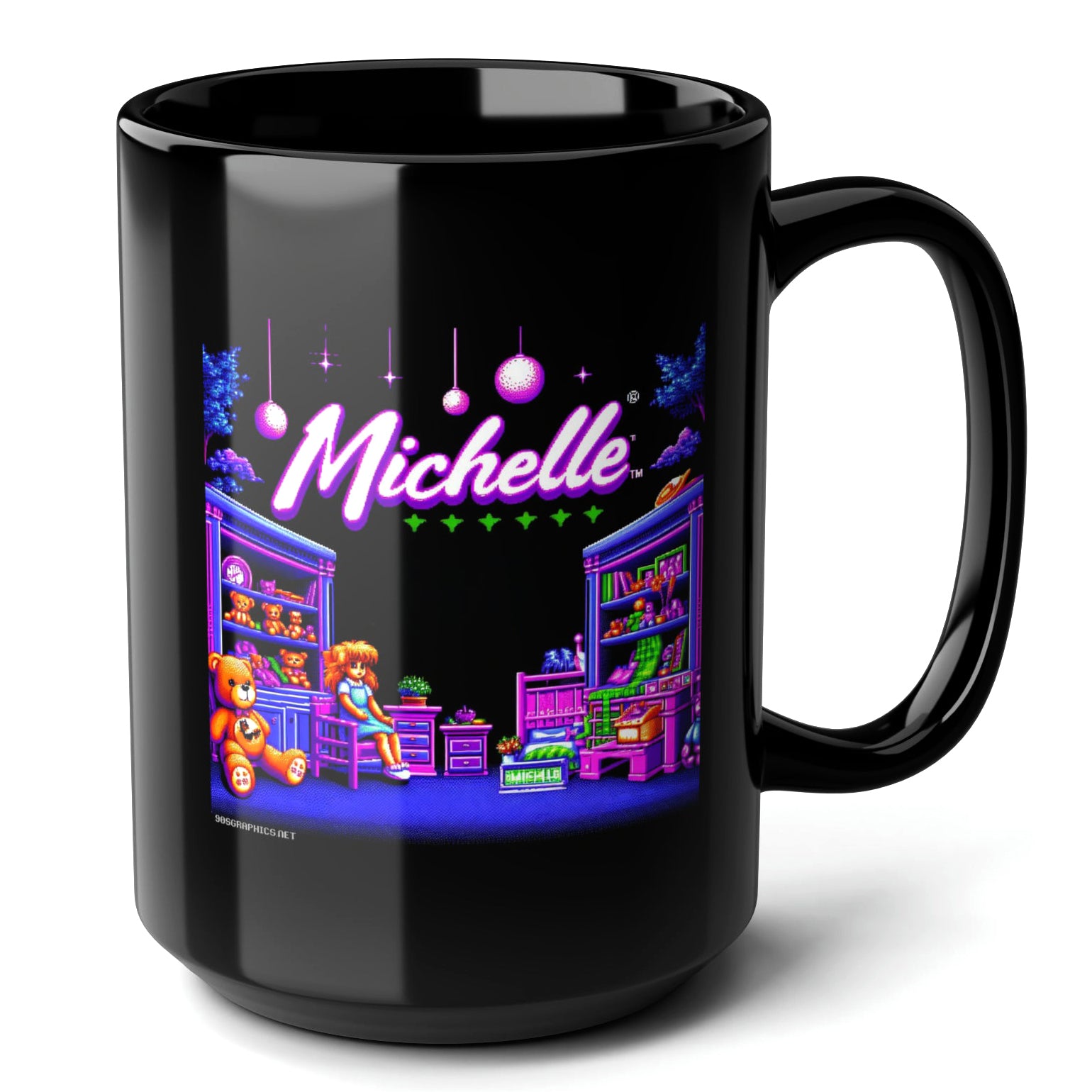 MICHELLE Black Mug, (15oz) - unique gifts for Michelle-15oz-