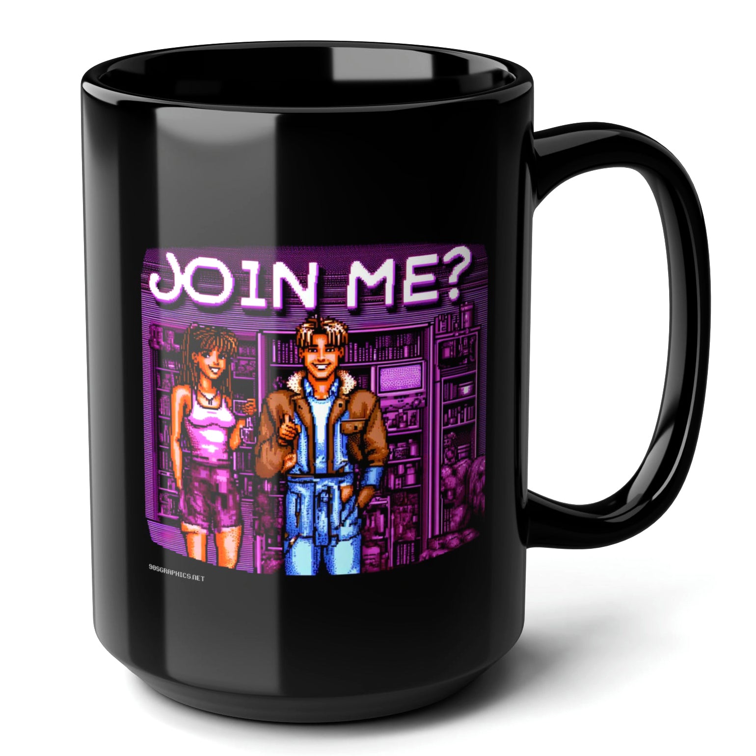 JOIN ME Black Mug, (15oz) - gifts for retro enthusiasts who have everything-15oz-