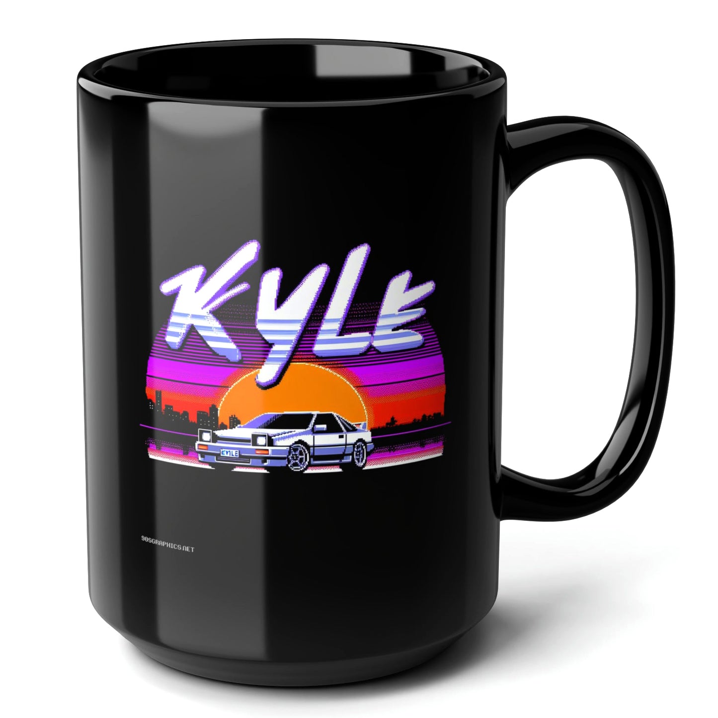 KYLE Black Mug, (15oz) - name sake presents for Kyle-15oz-