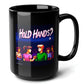 HOLD HANDS Black Mug, (15oz) - gifts for 90s graphics fans-15oz-