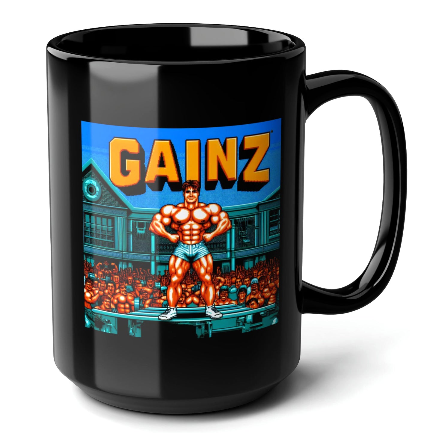 GAINZ Black Mug (15oz) - gifts for guys who like gym-15oz-