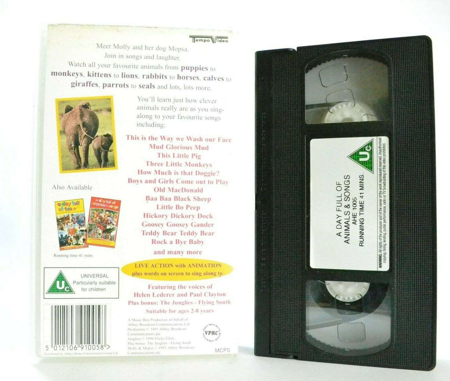 A Day Full Of Animals And Songs - Singalong - Educational - Children's - Pal VHS-