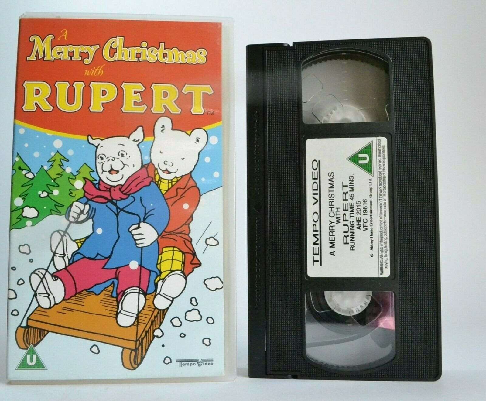 A Merry Christmas With Rupert (Tempo Video) - Animated Adventures - Kids - VHS-