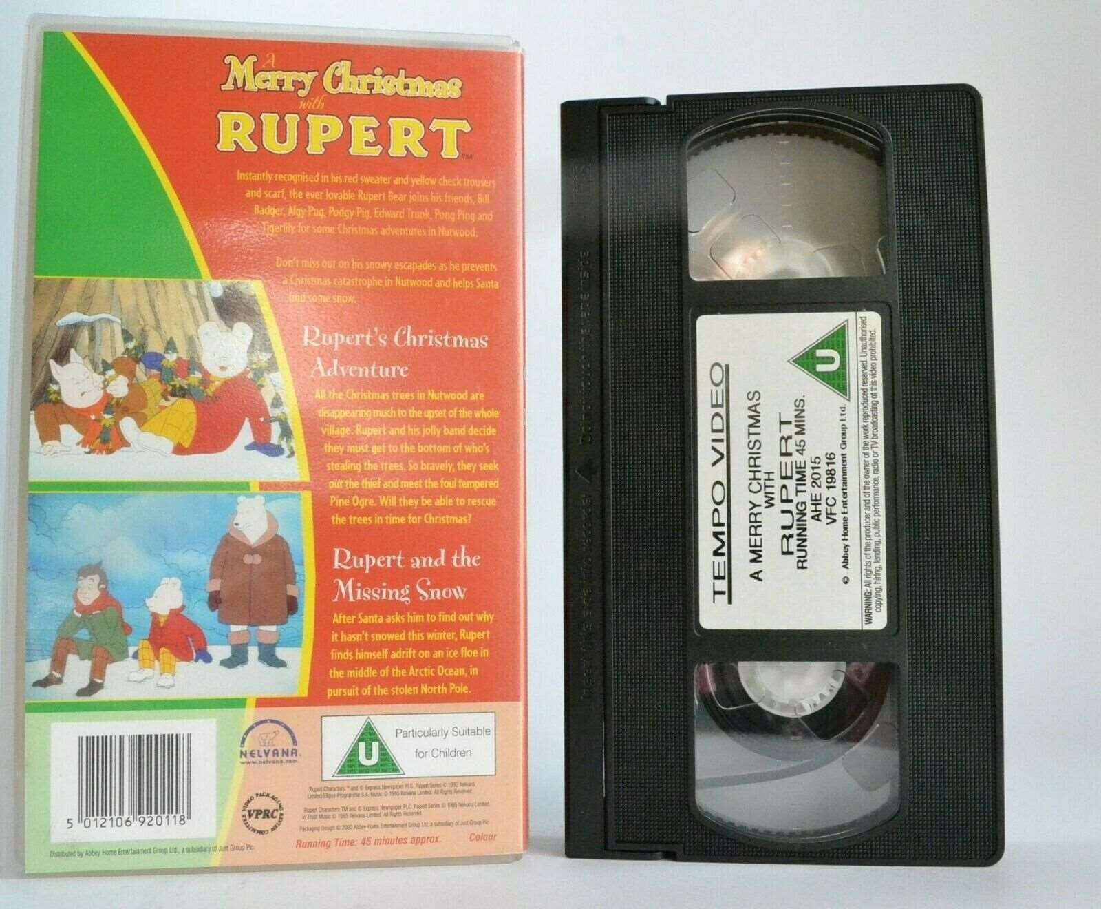 A Merry Christmas With Rupert (Tempo Video) - Animated Adventures - Kids - VHS-