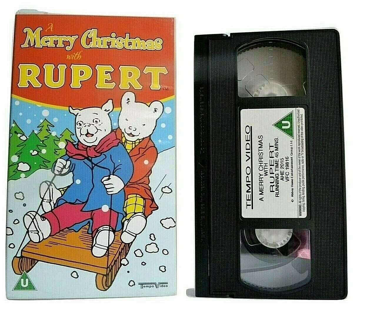 A Merry Christmas With Rupert (Tempo Video) - Animated Adventures - Kids - VHS-