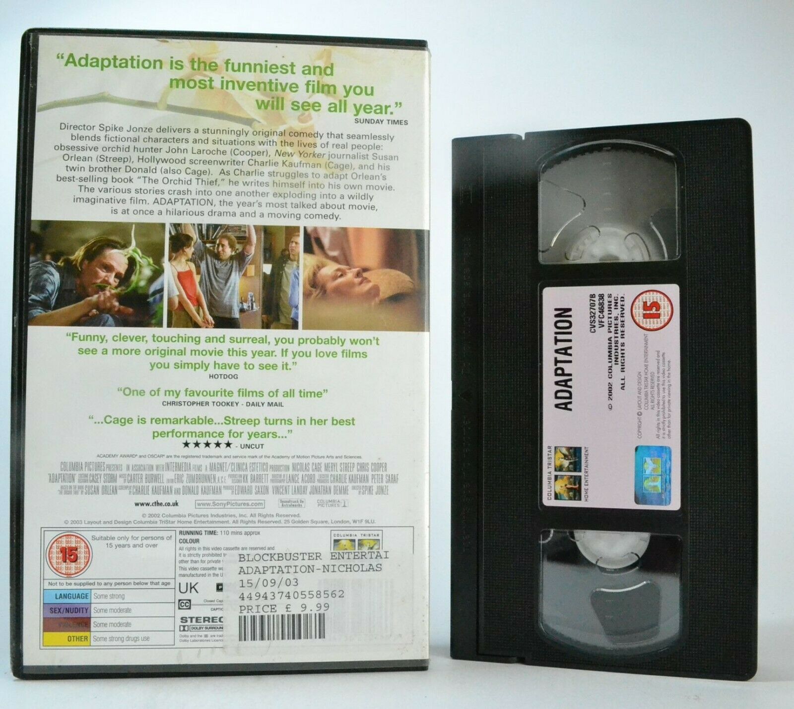 Adaptation (2002): Drama Comedy Metafilm - Large Box - N.Cage/M.Streep - VHS-