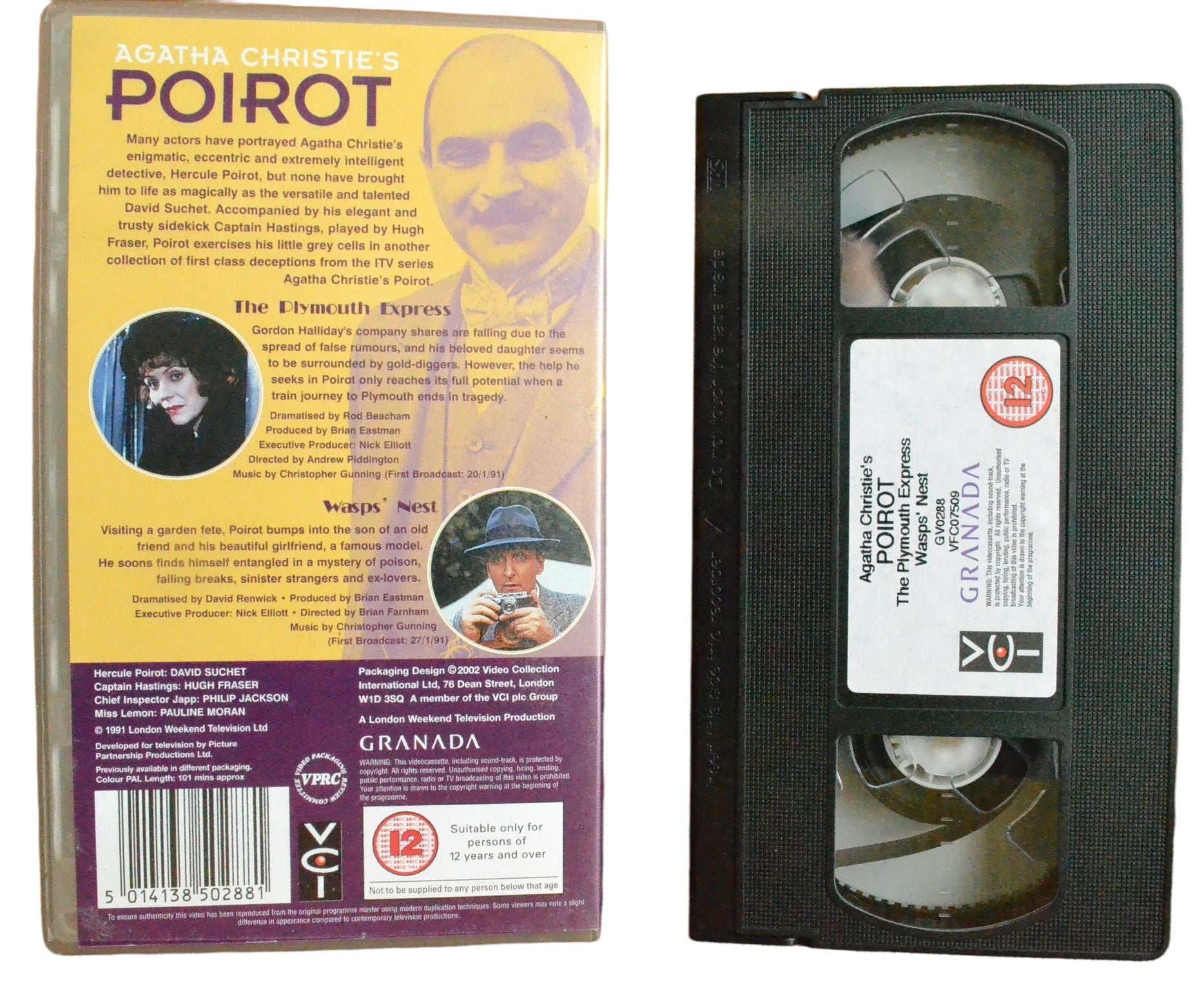 Agatha Christie's Poirot (The Plymouth Express & Wasps' Nest) - David Suchet - Granada - Vintage - Pal VHS-