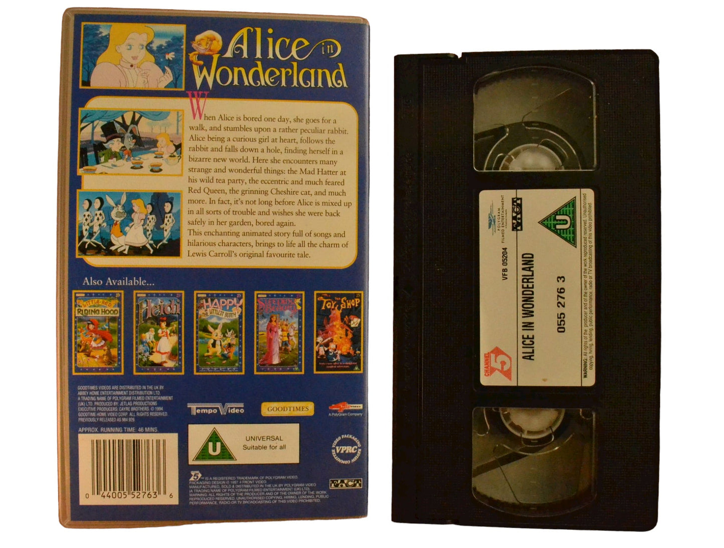 Alice in Wonderland - Mia Wasikowska - Channel 5 - Childrens - PAL - VHS-