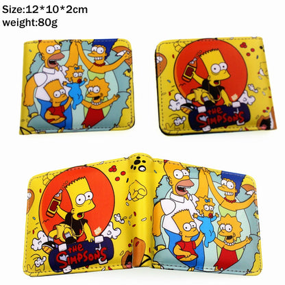 Anime Homer Bart Marge Pu Short wallet Bifold Photo Card Holder Layers leather Boys Girls zip Pocket Women Colours Coin Purse-1-