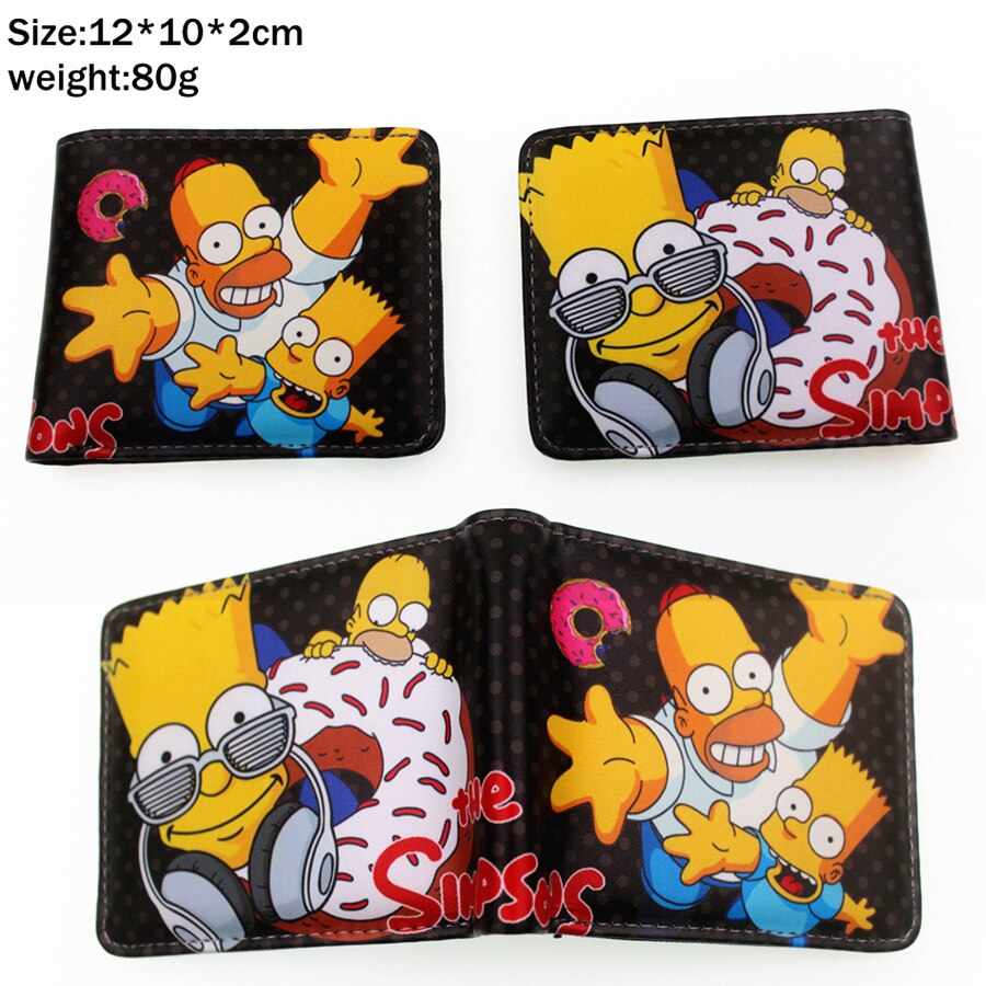 Anime Homer Bart Marge Pu Short wallet Bifold Photo Card Holder Layers leather Boys Girls zip Pocket Women Colours Coin Purse-3-