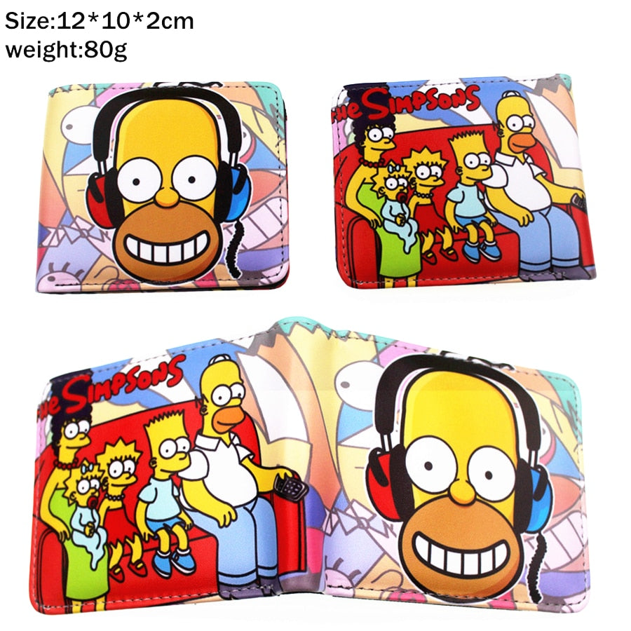 Anime Homer Bart Marge Pu Short wallet Bifold Photo Card Holder Layers leather Boys Girls zip Pocket Women Colours Coin Purse-4-