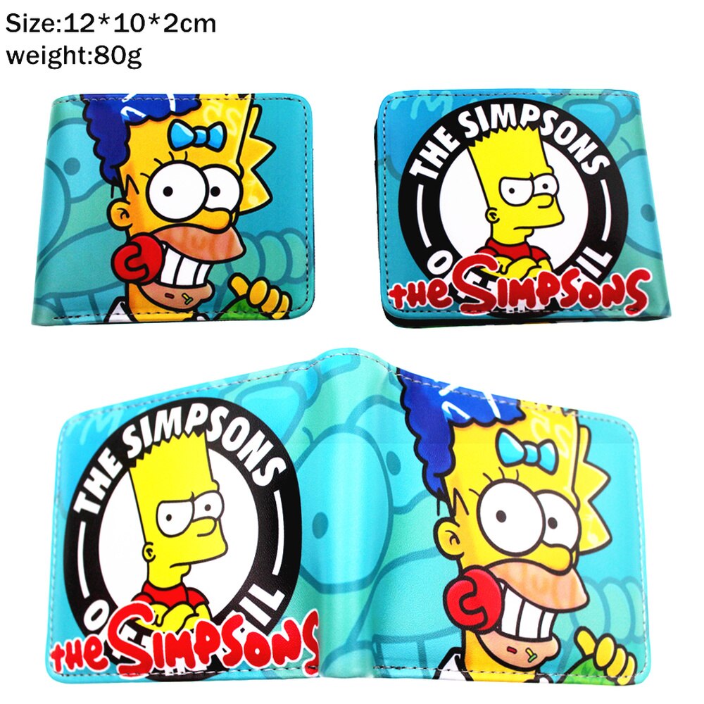 Anime Homer Bart Marge Pu wallet Boys Girls zip Coin Pocket Bifold Photo Card Holder Layers Women Leather Colours Print Purse-