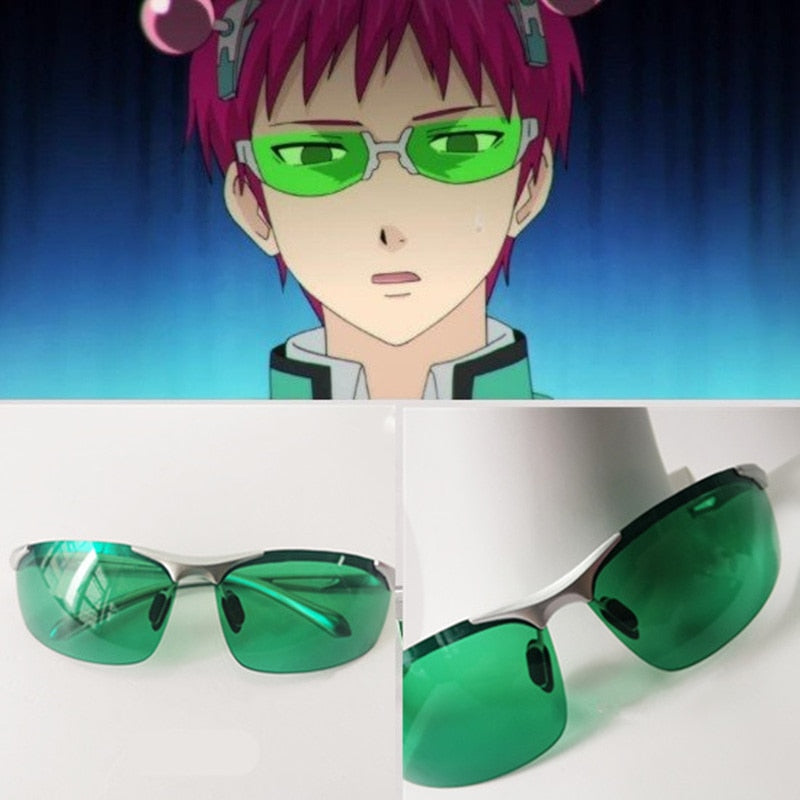 Anime The Disastrous Life Of Saiki K. Cosplay Glasses Saiki Kusuo Green Lens Sunglasses Daily Fashion Cosplay Props Accessories-