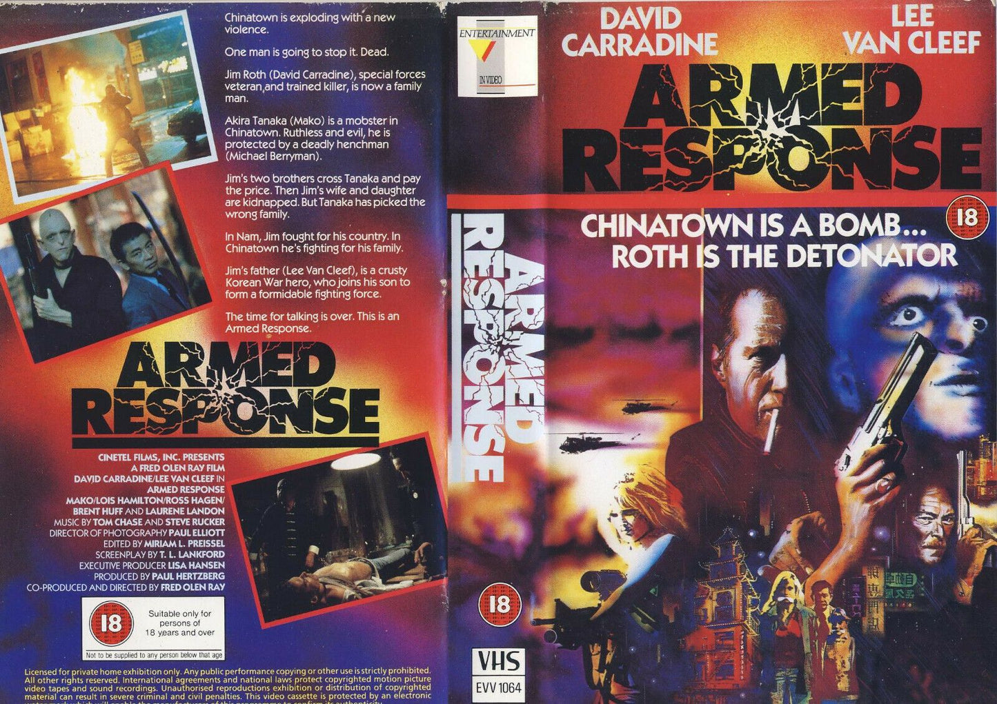 Armed Response - Entertainment - Action - David Carradine - Large Box - Pal VHS-