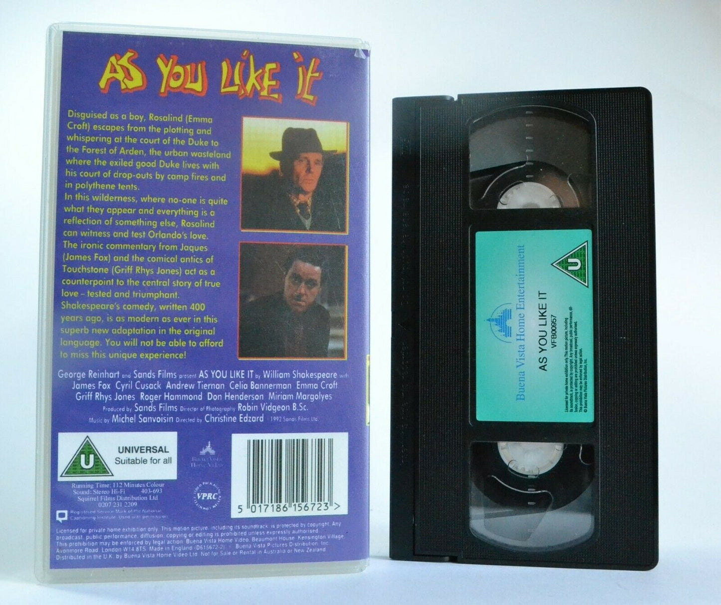 As You Like It (1992): Based On W.Shakespeare Comedy - Romance - James Fox - VHS-