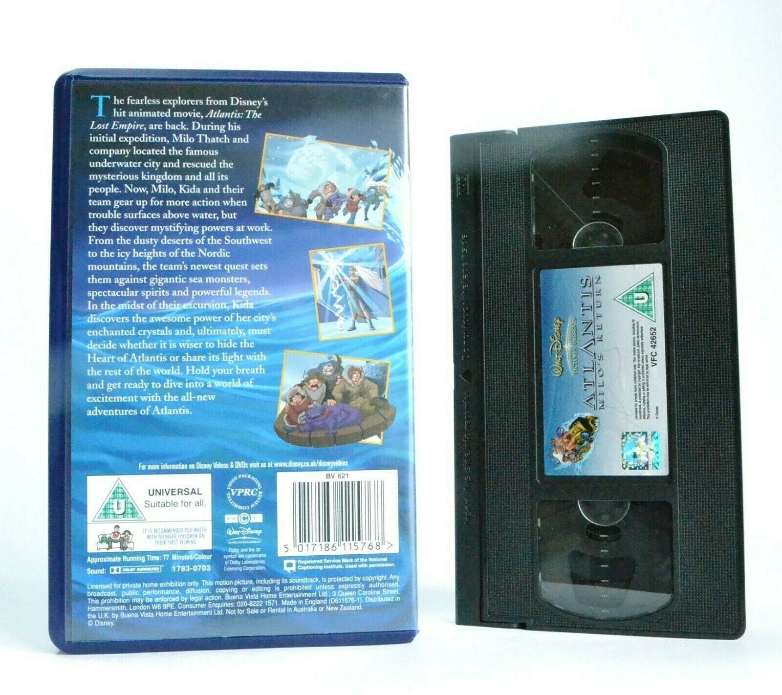 Atlantis: Milo's Return (2003) - Walt Disney - Animated - Children's - Pal VHS-