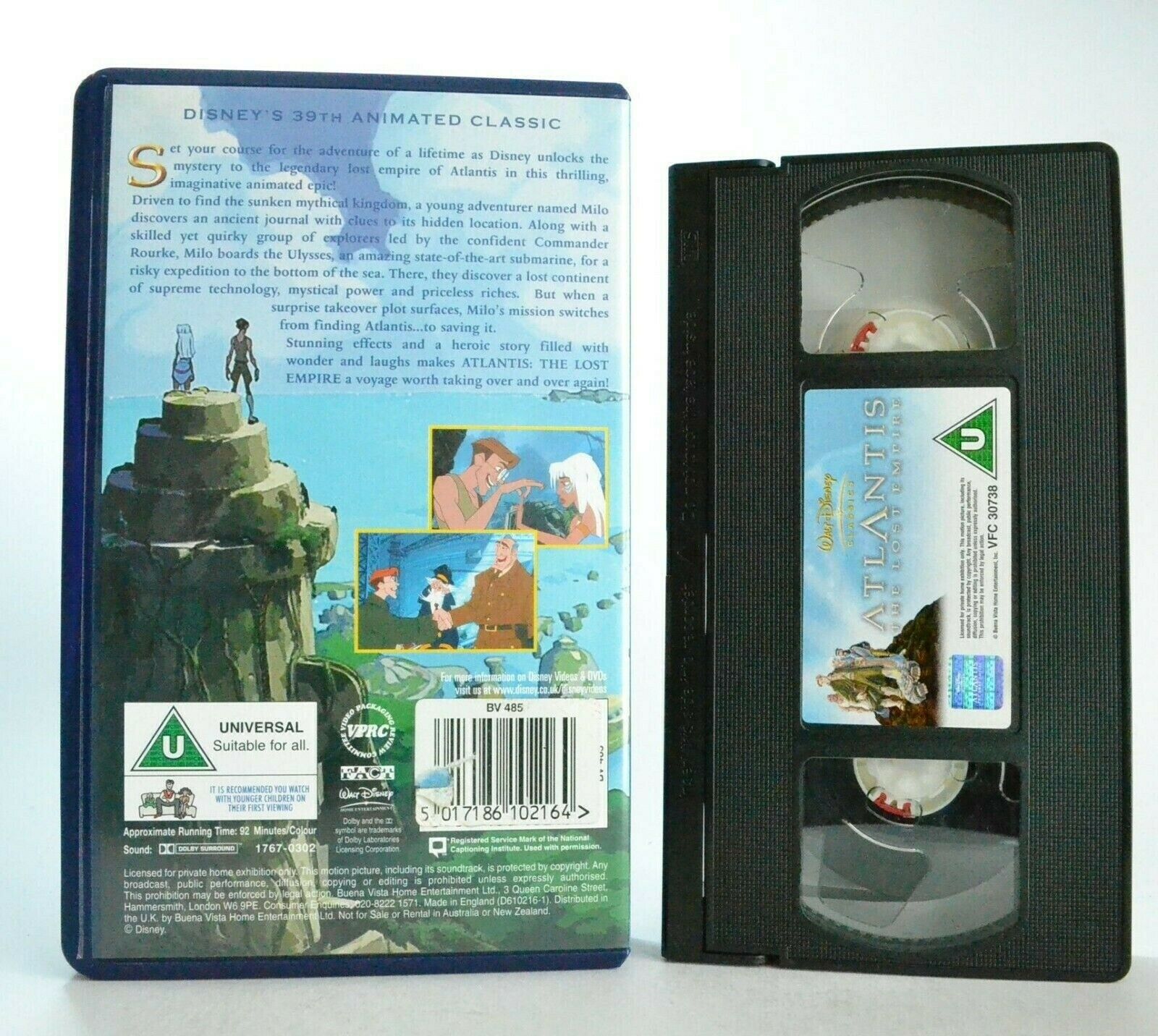 Atlantis: The Lost Empire - 39th Disney Classic - Animated - Children's - VHS-