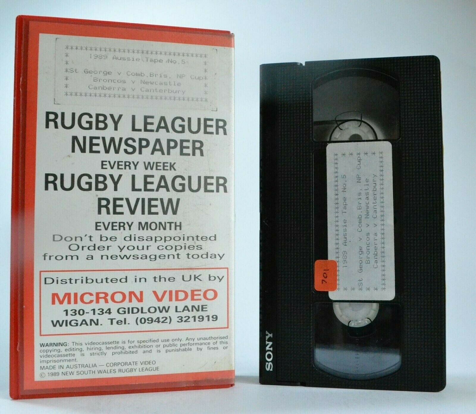 Australian Rugby League Review: (1989) Aussie Season Tape No. 5 - Sports - Pal VHS-