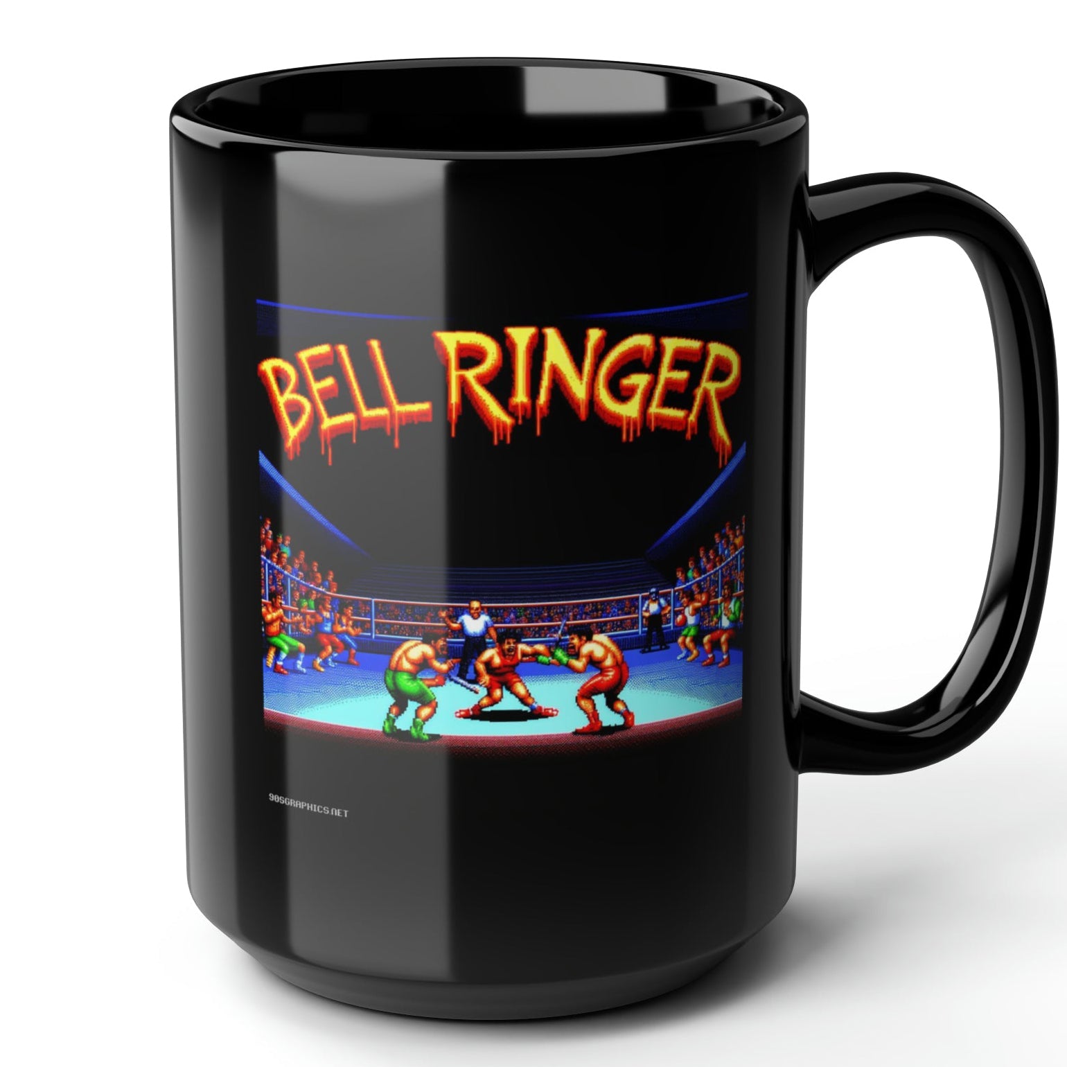 Bell Ringer Fighters Black Mug (15oz) - best arcade games-15oz-