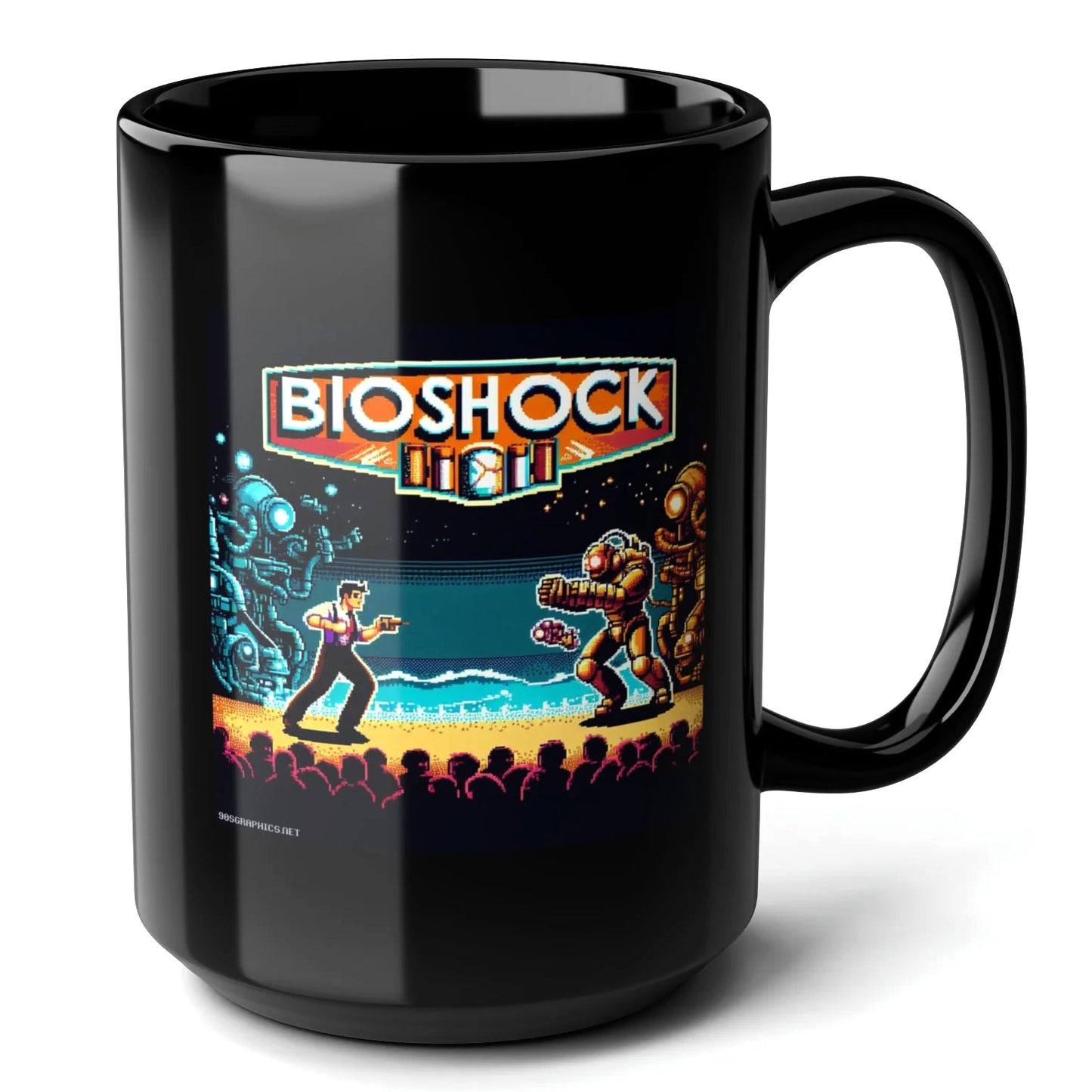 Bio Shock Black Mug (15oz) - arcade game machine-15oz-