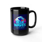 BLUE WAVES Black Mug, (15oz)-15oz-