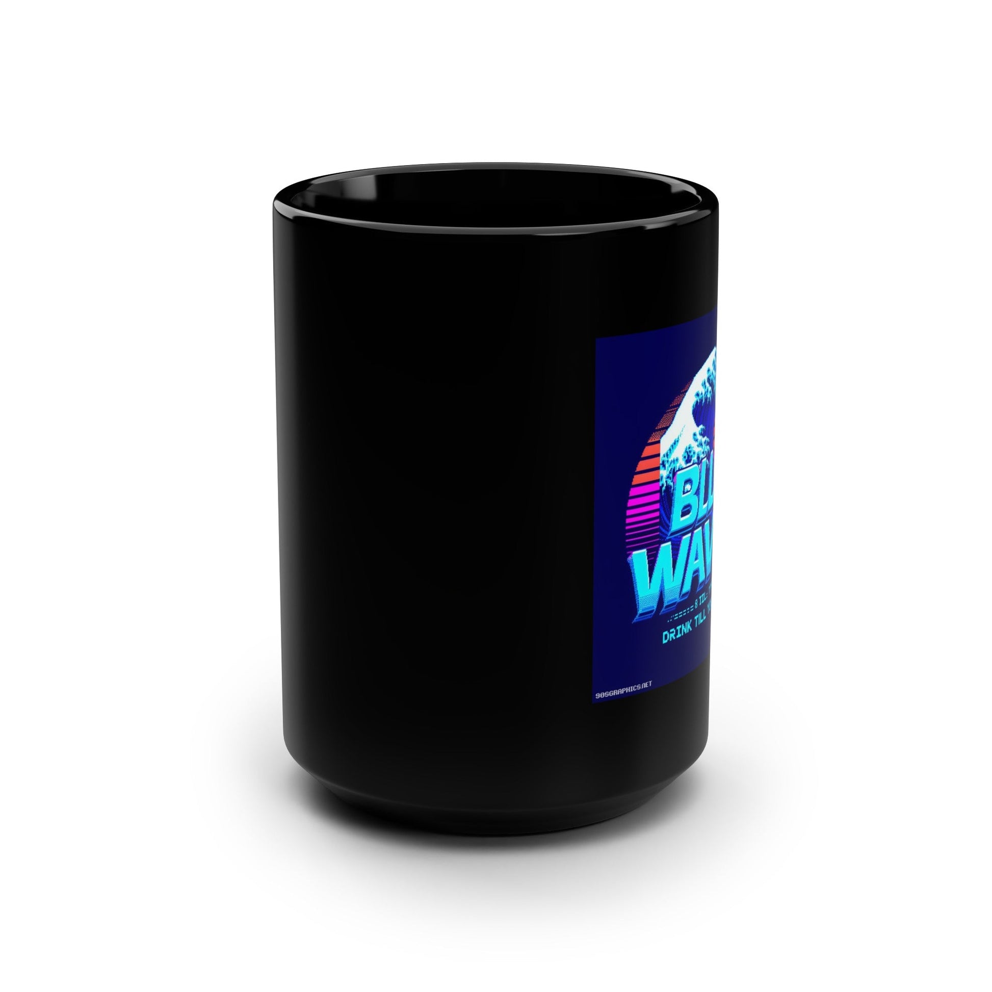 BLUE WAVES Black Mug, (15oz)-15oz-